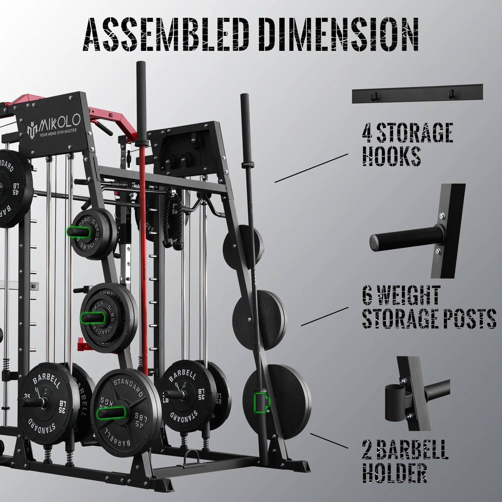 Smith Machine Home Gym, 2200 Lbs Power Rack Cage with 800 Lbs Weight Bench and Cable Crossover System, Weight Bar, 360Â° Landmine, Home Gym