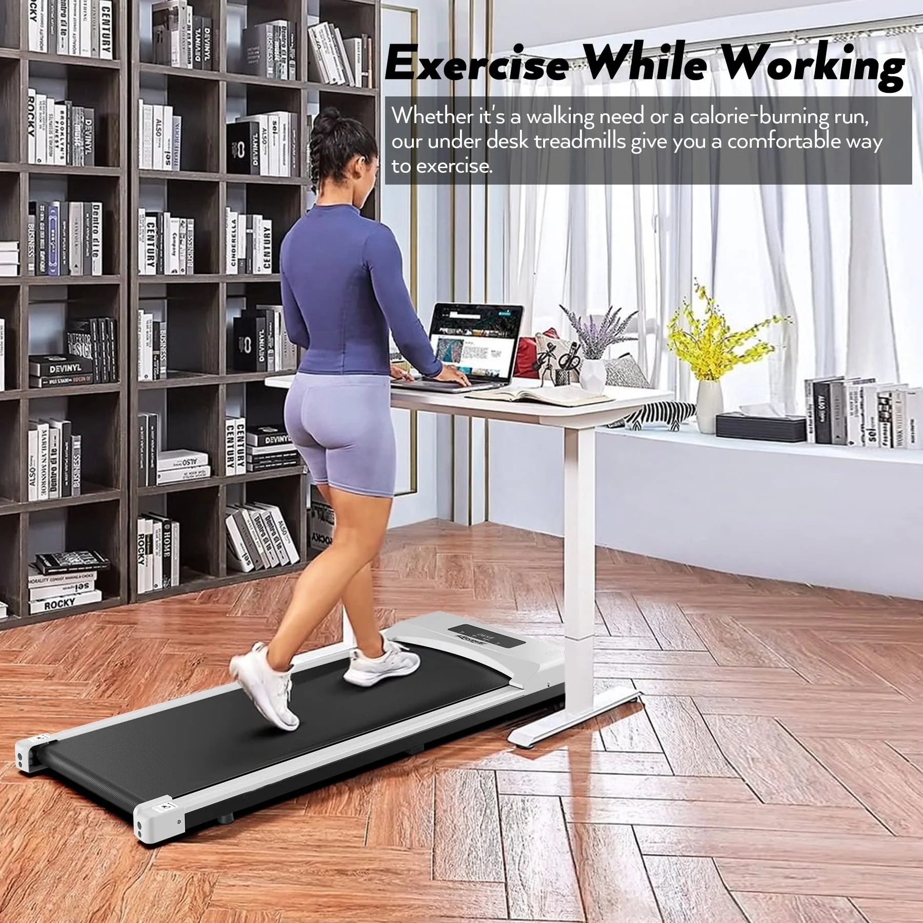 Walking Pad Treadmill, Electric Quiet under Desk Flat Portable Treadmill with LED Display and Remote Control, Speed Range 0.5-4 Mph, Installation-Free Walking Treadmill for Home Office